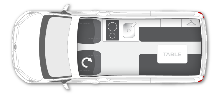 Day time plan for Frontline Toyota Hiace Vacationer layout